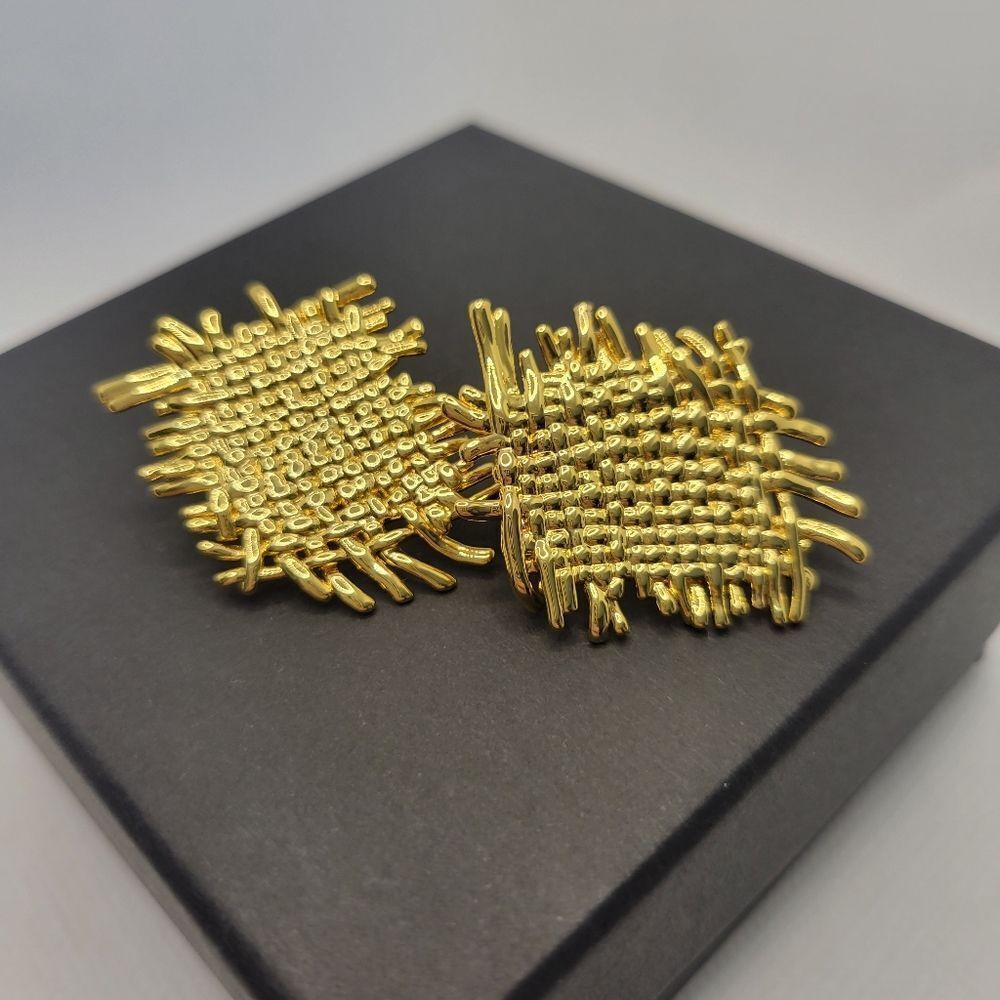24kt GP Gold  Woven Mesh Earrings